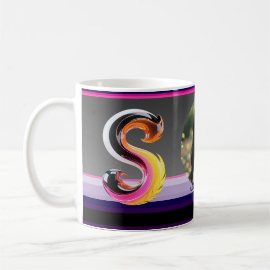Abstract Fluid Letter S Neon Feather Koffiemok (Links)