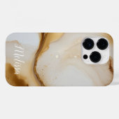 Abstract Fluid Navy Beige Gold Personaliseer naam Case-Mate iPhone Case (Achterkant (horizontaal))