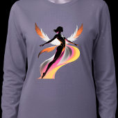 Abstract Flying Woman Neon Flow Silhouette T-shirt