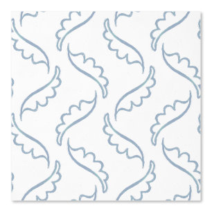 Abstract Foliage Modern Licht Wit en Blauw Behang