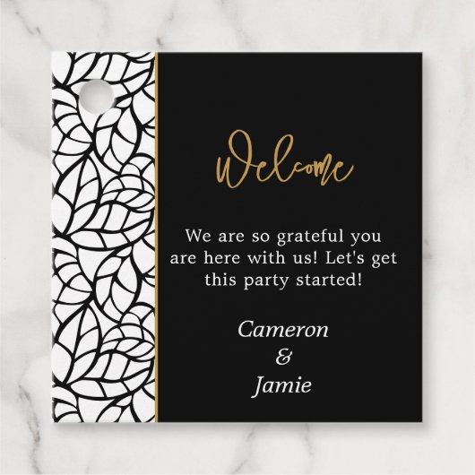 Abstract Foliage Pattern Bruiloft Bedankjes Labels (Voorkant)