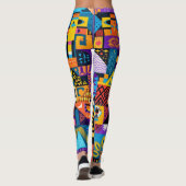 Abstract Folk Art Geometric Quilt Mosaic Leggings (Achterkant)