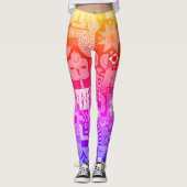 Abstract Folk Art Rainbow Gradient Quilt Leggings (Voorkant)