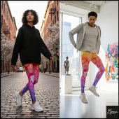 Abstract Folk Art Rainbow Gradient Quilt Leggings