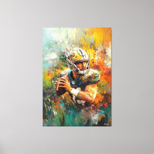 Abstract Football Speler Kunst - Dynamische Sport Canvas Afdruk (Voorkant)