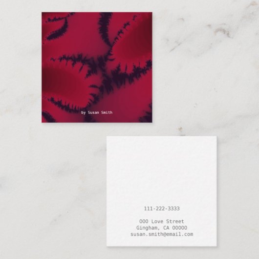 Abstract fractal Burgundy Plum Fractal Artwork Vierkante Visitekaartje (Voorkant / Achterkant)