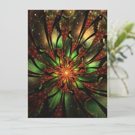 Abstract fractal flower design.  kaart (Staand voorkant)