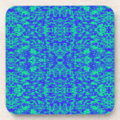 Abstract fractal in blauw en groen bier onderzetter (Voorkant)