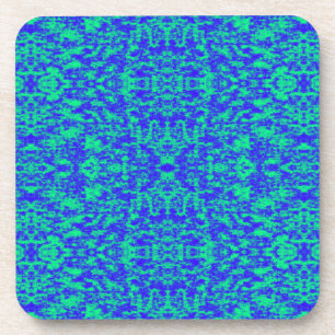 Abstract fractal in blauw en groen bier onderzetter