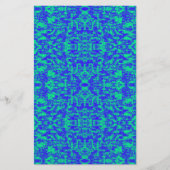 Abstract fractal in blauw en groen briefpapier (Voorkant)