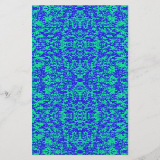 Abstract fractal in blauw en groen briefpapier (Voorkant)