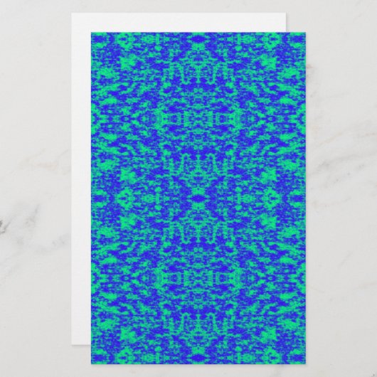 Abstract fractal in blauw en groen briefpapier (Voorkant / Achterkant)