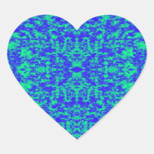 Abstract fractal in blauw en groen hart sticker