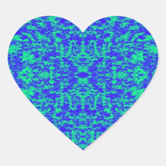 Abstract fractal in blauw en groen hart sticker (Voorkant)