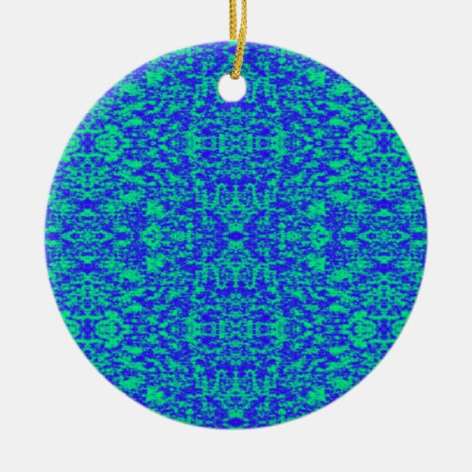 Abstract fractal in blauw en groen keramisch ornament (Voorkant)
