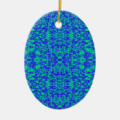 Abstract fractal in blauw en groen keramisch ornament (Voorkant)