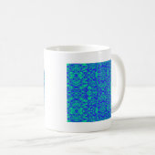 Abstract fractal in blauw en groen koffiemok (Voorkant rechts)