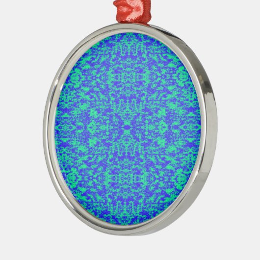 Abstract fractal in blauw en groen metalen ornament (Links)