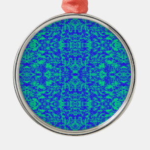 Abstract fractal in blauw en groen metalen ornament