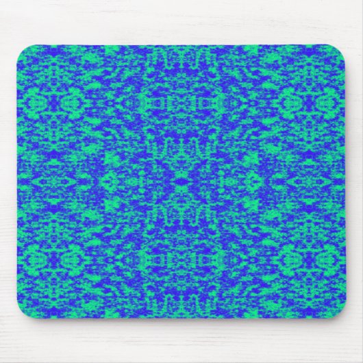 Abstract fractal in blauw en groen muismat (Voorkant)