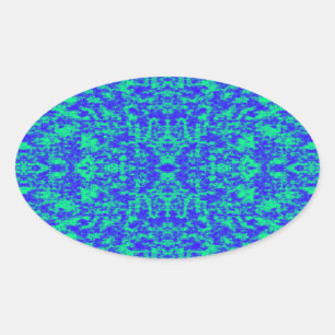 Abstract fractal in blauw en groen ovale sticker