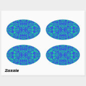 Abstract fractal in blauw en groen ovale sticker (Vel)