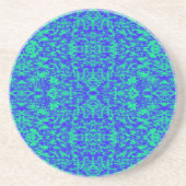Abstract fractal in blauw en groen zandsteen onderzetter (Voorkant)