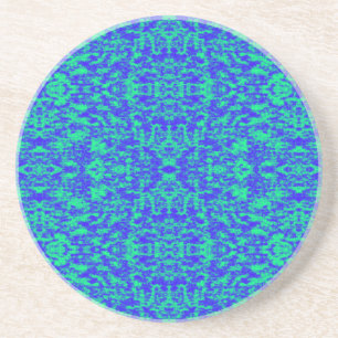 Abstract fractal in blauw en groen zandsteen onderzetter