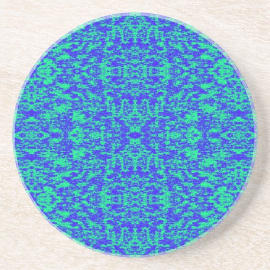 Abstract fractal in blauw en groen zandsteen onderzetter (Voorkant)