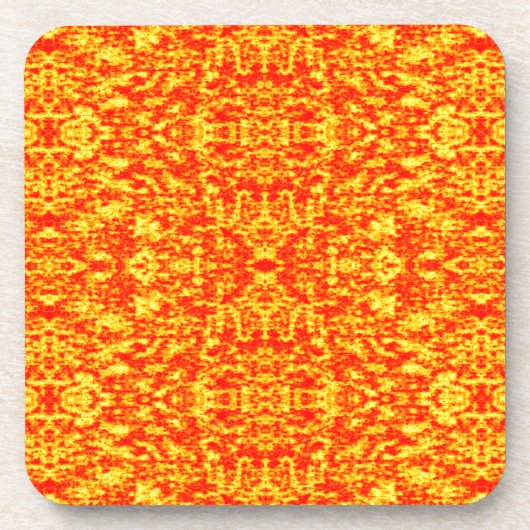 Abstract fractal in rood en Oranje Bier Onderzetter (Voorkant)