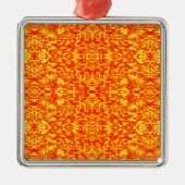 Abstract fractal in rood en Oranje Metalen Ornament (Voorkant)