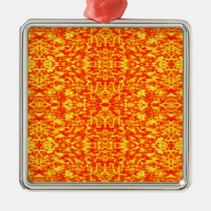 Abstract fractal in rood en Oranje Metalen Ornament