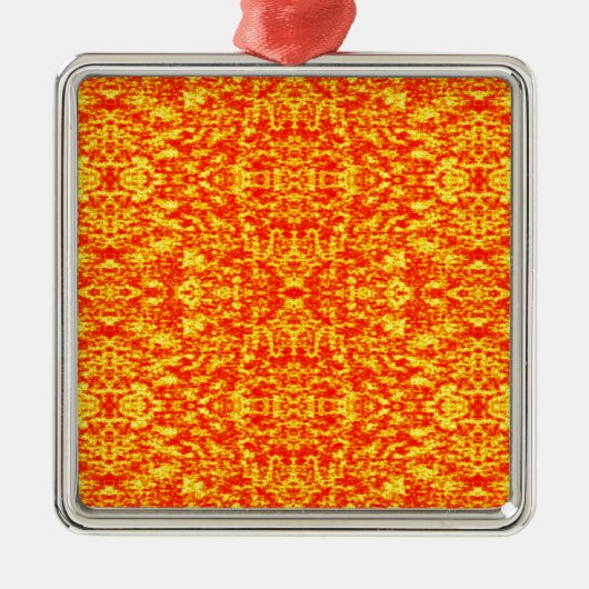 Abstract fractal in rood en Oranje Metalen Ornament (Voorkant)