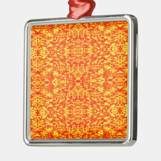 Abstract fractal in rood en Oranje Metalen Ornament (Links)