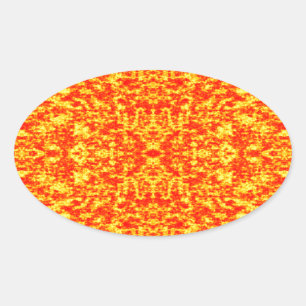 Abstract fractal in rood en Oranje Ovale Sticker