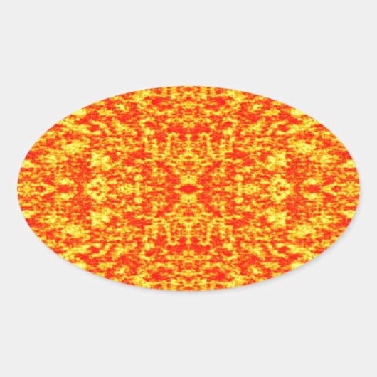 Abstract fractal in rood en Oranje Ovale Sticker (Voorkant)