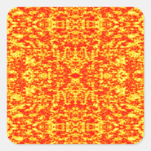 Abstract fractal in rood en Oranje Vierkante Sticker (Voorkant)