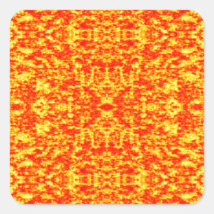 Abstract fractal in rood en Oranje Vierkante Sticker