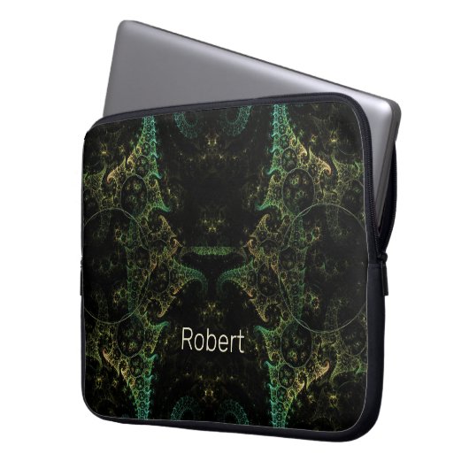 Abstract fractal Monogrammed Laptop Sleeve (Voorkant Links)