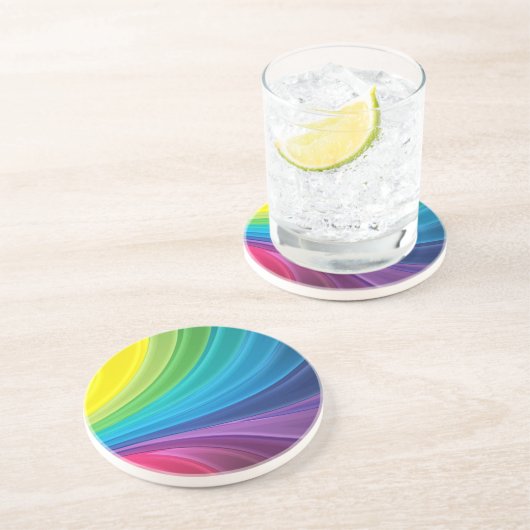 Abstract Fractal Rainbow Swirl Sandstone Onderzett Zandsteen Onderzetter (Zijkant)