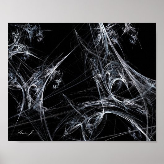 Abstract Fractal Spider Web op Black Canvas Print (Voorkant)