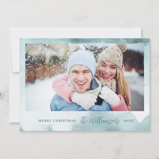 Abstract Frost Modern Christmas-fotokaart Feestdagenkaart (Voorkant)