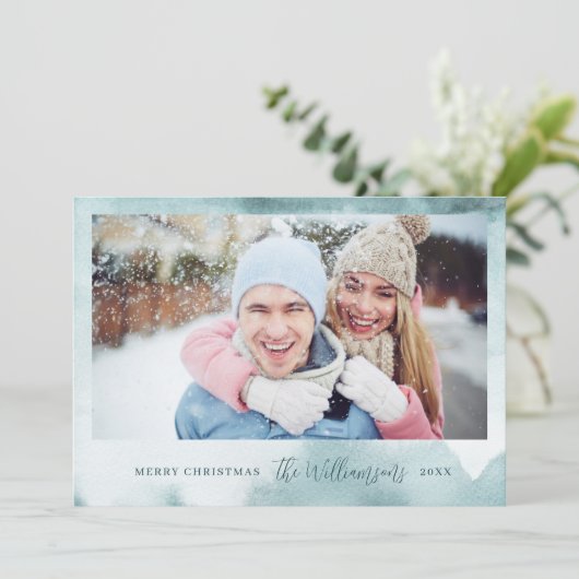 Abstract Frost Modern Christmas-fotokaart Feestdagenkaart (Staand voorkant)