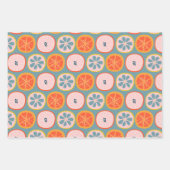 Abstract fruitpatroon afspelen in blauw en rood inpakpapier vel (Voorkant 2)