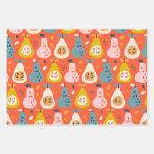 Abstract fruitpatroon afspelen in blauw en rood inpakpapier vel (Voorkant)