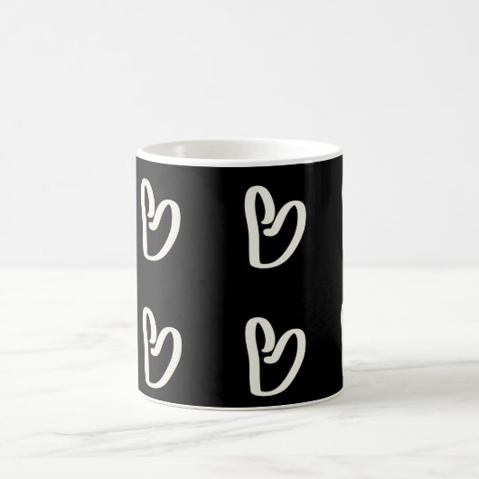 Abstract, funky, wit hart koffiemok (Center)