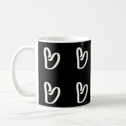 Abstract, funky, wit hart koffiemok (Links)