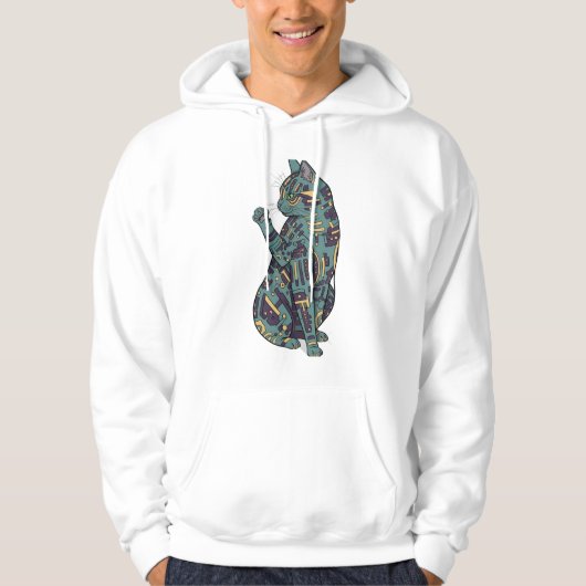 Abstract futuristic cat design hoodie (Voorkant)