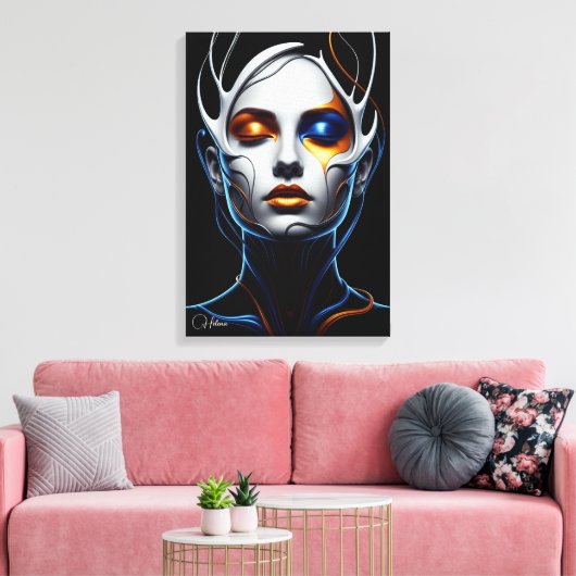 Abstract Futuristic Woman Portrait Canvas Art (Insitu (Woonkamer))
