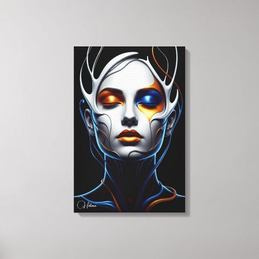 Abstract Futuristic Woman Portrait Canvas Art (Voorkant)